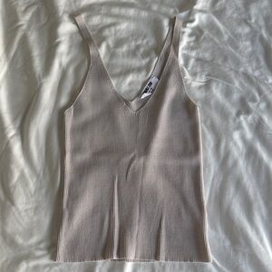 Double Zero Taupe Ribbed V-Neck Camisole
